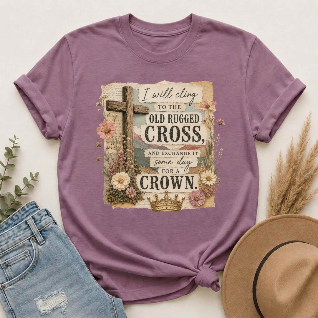 Vintage Christian T-Shirt — "I Will Cling to the Old Rugged Cross"