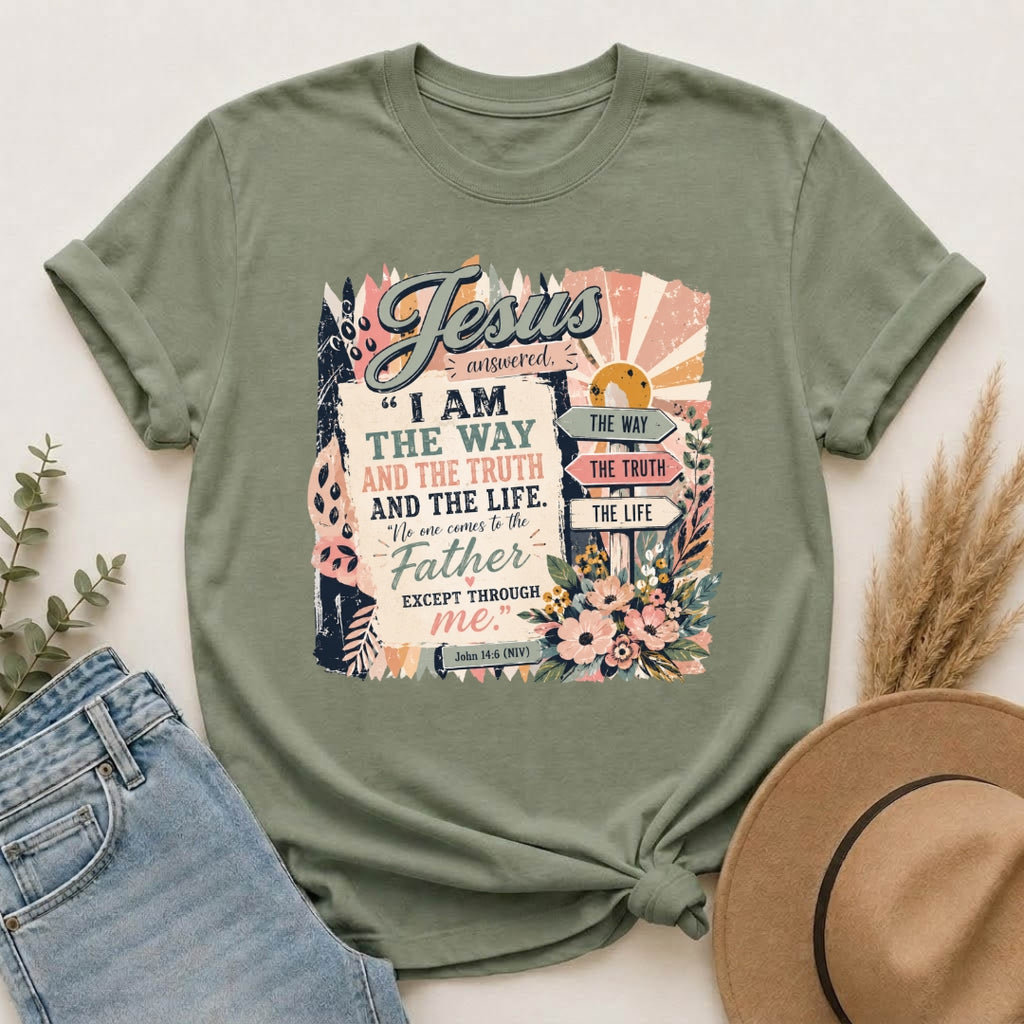 Jesus 'I Am The Way' Vintage Floral T-Shirt — Christian Faith Scripture Tee