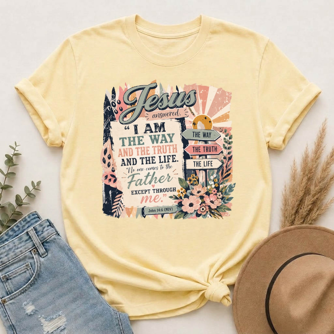 Jesus 'I Am The Way' Vintage Floral T-Shirt — Christian Faith Scripture Tee