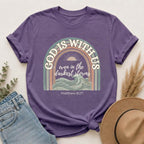 Christian ‘God Is With Us’ Rainbow T-Shirt — Faith-Based Inspirational Tee