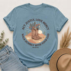 Faithful Cowgirl T-Shirt — “Act Justly, Love Mercy” Micah 6:8 Christian Tee
