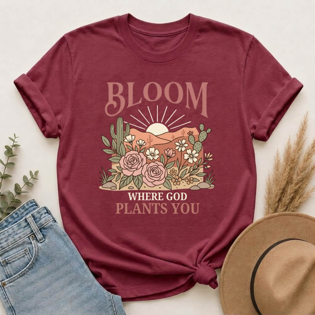 Daughter of the King T-Shirt — Floral Cowboy Hat Christian Tee