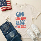 God Shed His Grace On Thee T-Shirt — Retro Patriotic Christian Tee