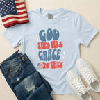 God Shed His Grace On Thee T-Shirt — Retro Patriotic Christian Tee