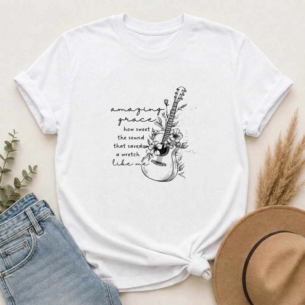 Acoustic Guitar 'Amazing Grace' Graphic T-Shirt