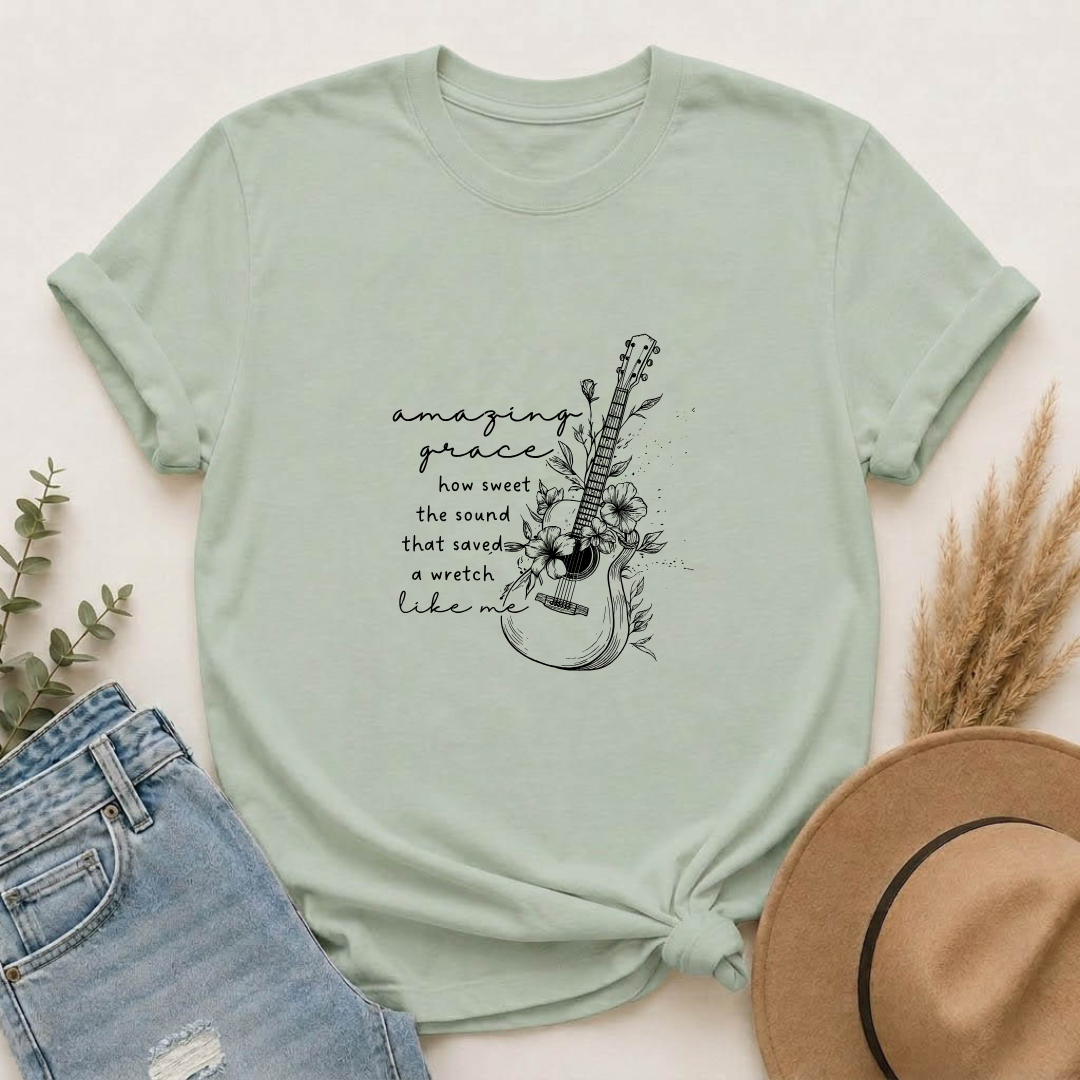 Acoustic Guitar 'Amazing Grace' Graphic T-Shirt