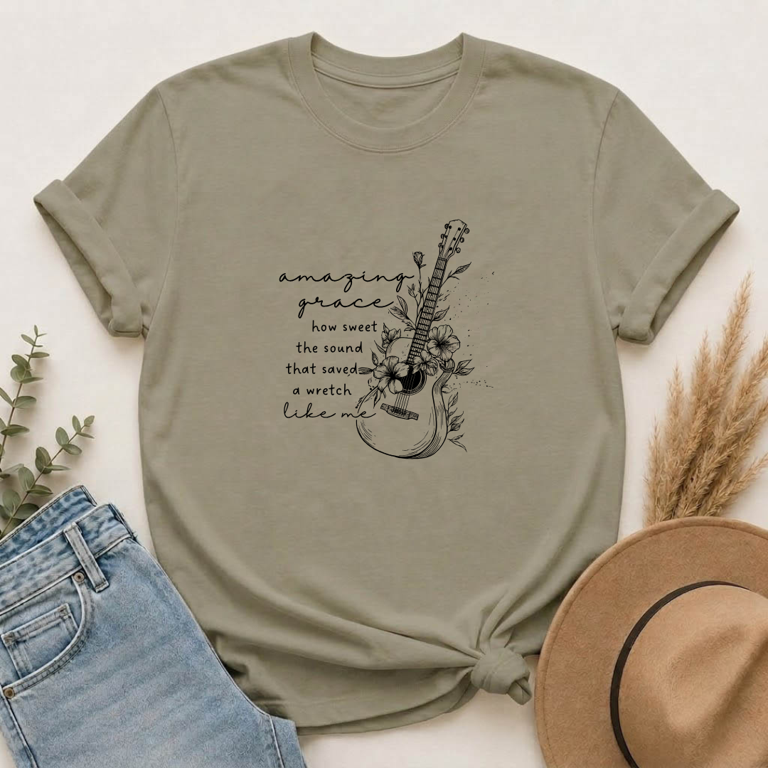Acoustic Guitar 'Amazing Grace' Graphic T-Shirt