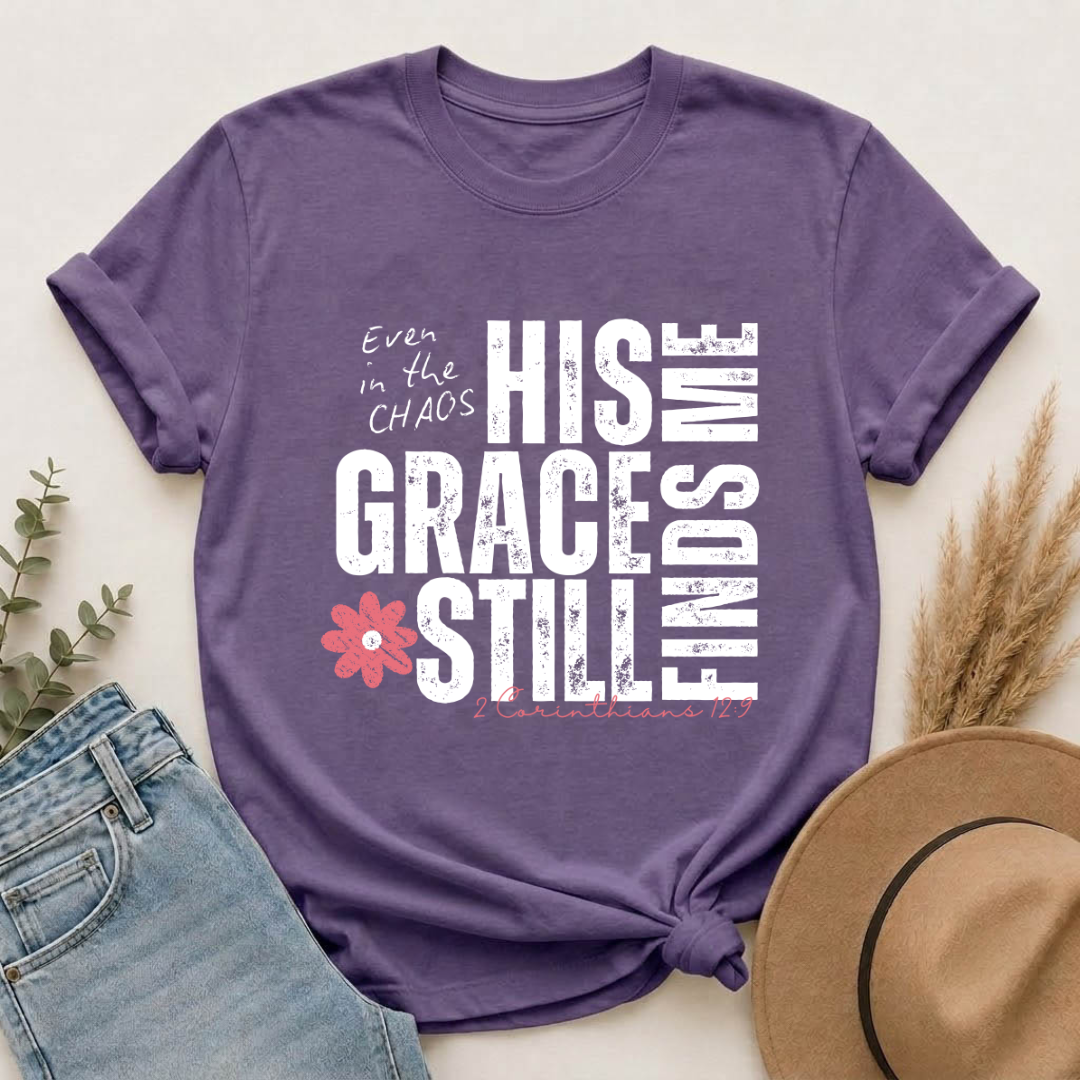 T-Shirt — Minimal Pink Flower Graphic with 'Christine' Script