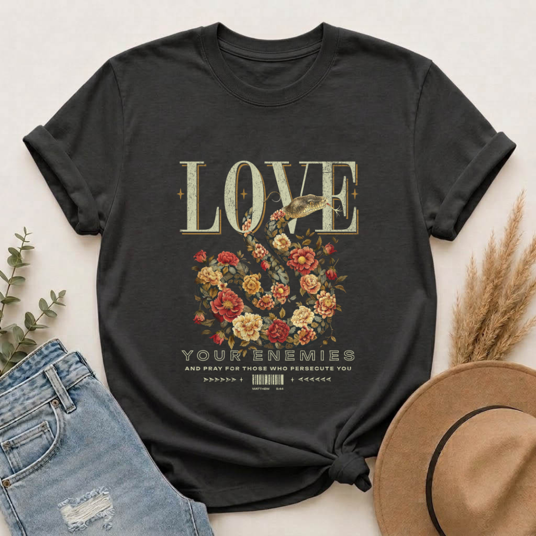 Love Floral Snake Graphic T-Shirt