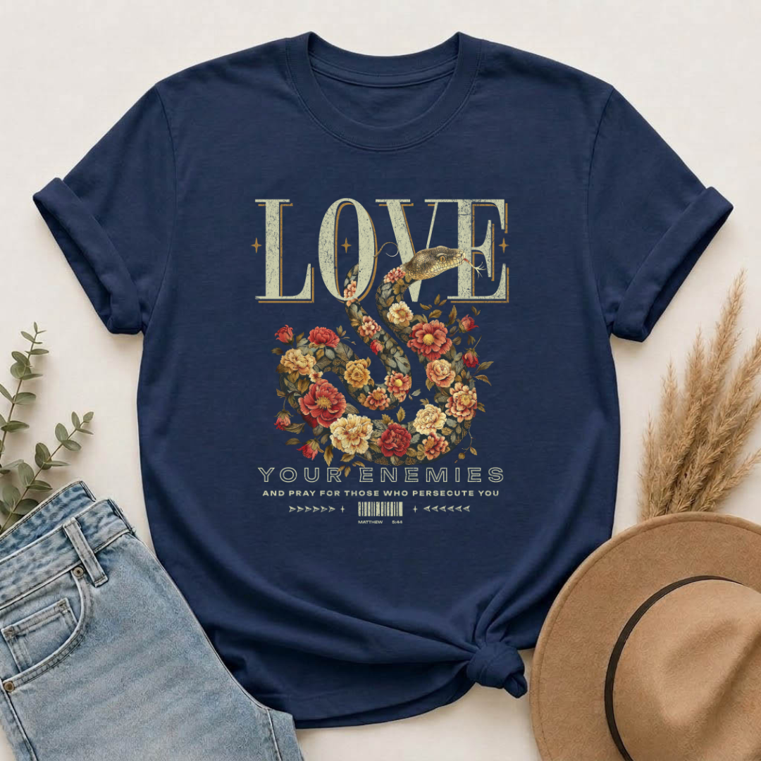 Love Floral Snake Graphic T-Shirt