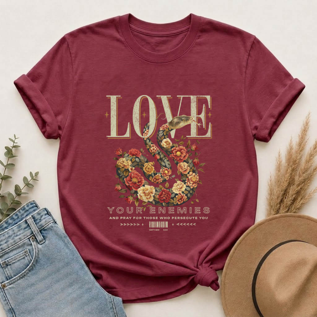 Love Floral Snake Graphic T-Shirt