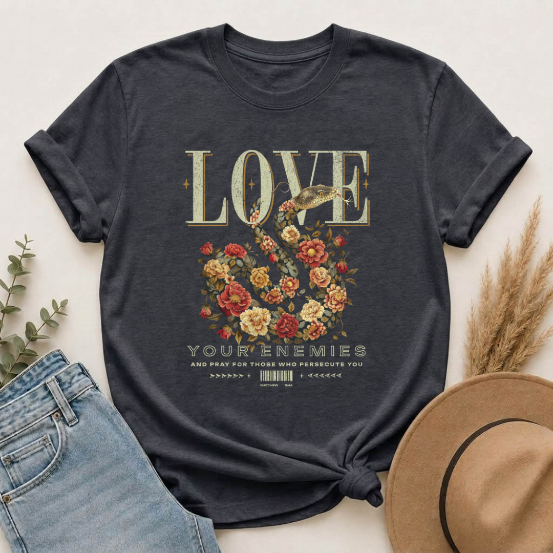 Love Floral Snake Graphic T-Shirt