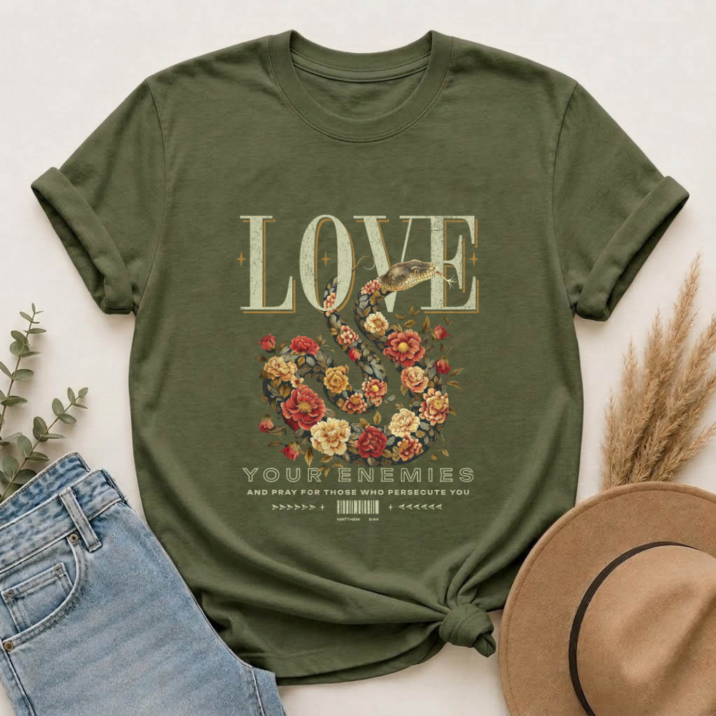 Love Floral Snake Graphic T-Shirt