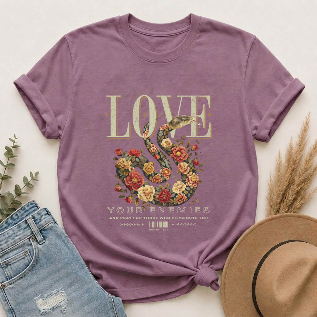 Love Floral Snake Graphic T-Shirt