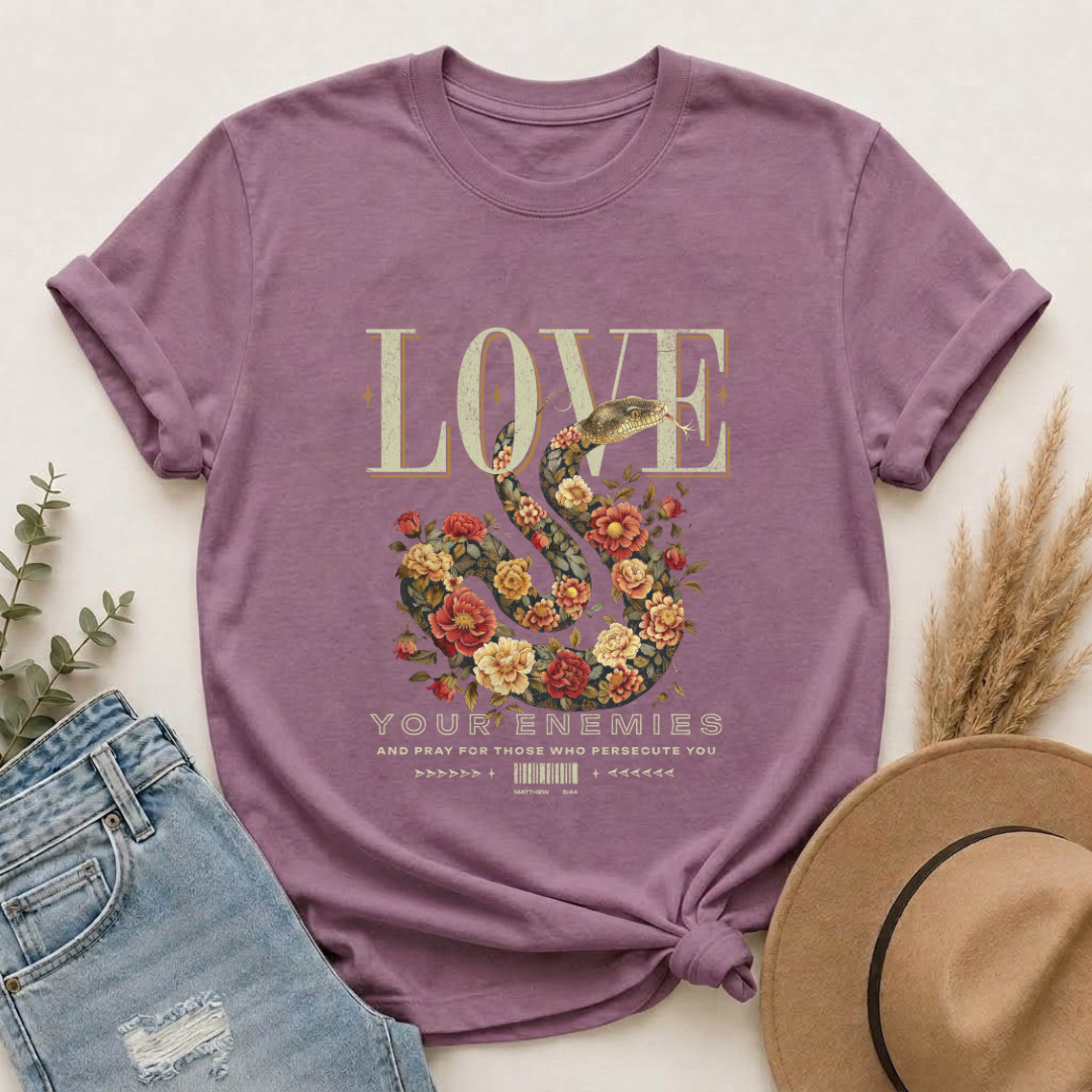 Love Floral Snake Graphic T-Shirt