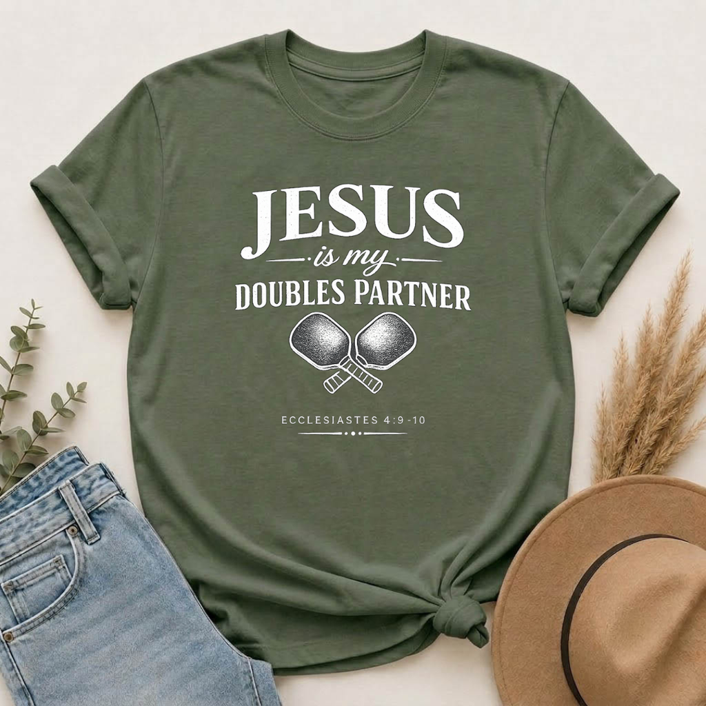 Jesus Is My Doubles Partner | Christian Pickleball T-Shirt