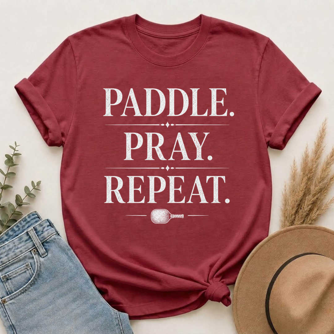 Paddle. Pray. Repeat. | Christian Pickleball T-Shirt