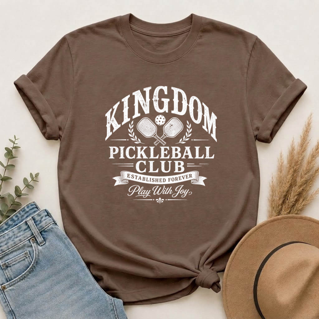 Kingdom Pickleball Club – Play With Joy | Christian Pickleball T-Shirt