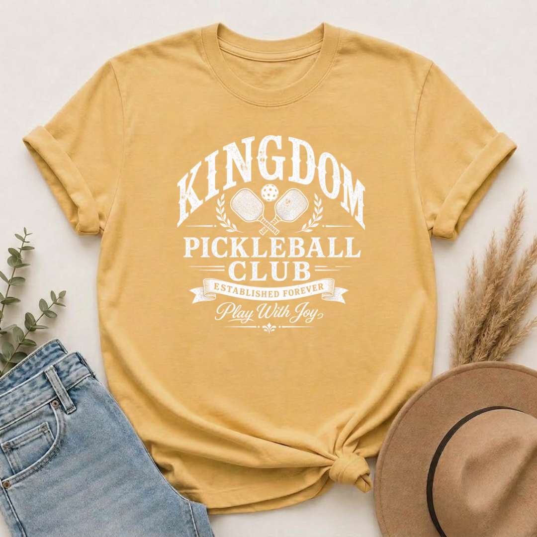 Kingdom Pickleball Club – Play With Joy | Christian Pickleball T-Shirt