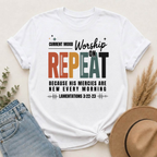 Current Mood: Worship on Repeat | Christian Worship Music T-Shirt | Lamentations 3:22–23