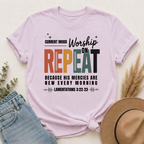 Current Mood: Worship on Repeat | Christian Worship Music T-Shirt | Lamentations 3:22–23