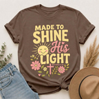 Made to Shine His Light | Matthew 5:16 Christian Floral Graphic Tee