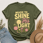 Made to Shine His Light | Matthew 5:16 Christian Floral Graphic Tee