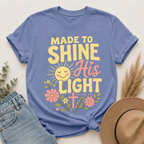 Made to Shine His Light | Matthew 5:16 Christian Floral Graphic Tee
