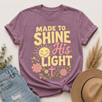 Made to Shine His Light | Matthew 5:16 Christian Floral Graphic Tee
