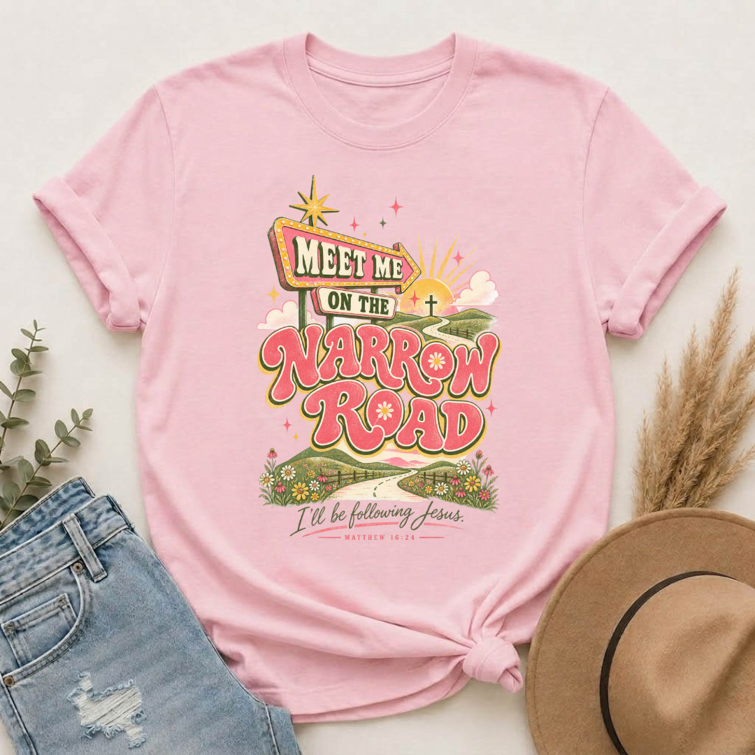 Meet Me on the Narrow Road T-Shirt — Vintage Faith Graphic Tee