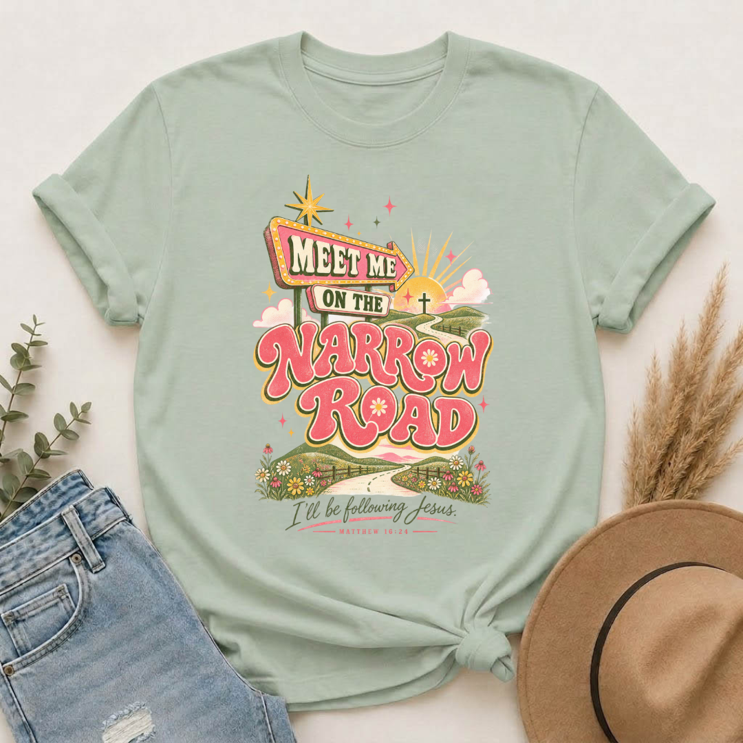 Meet Me on the Narrow Road T-Shirt — Vintage Faith Graphic Tee