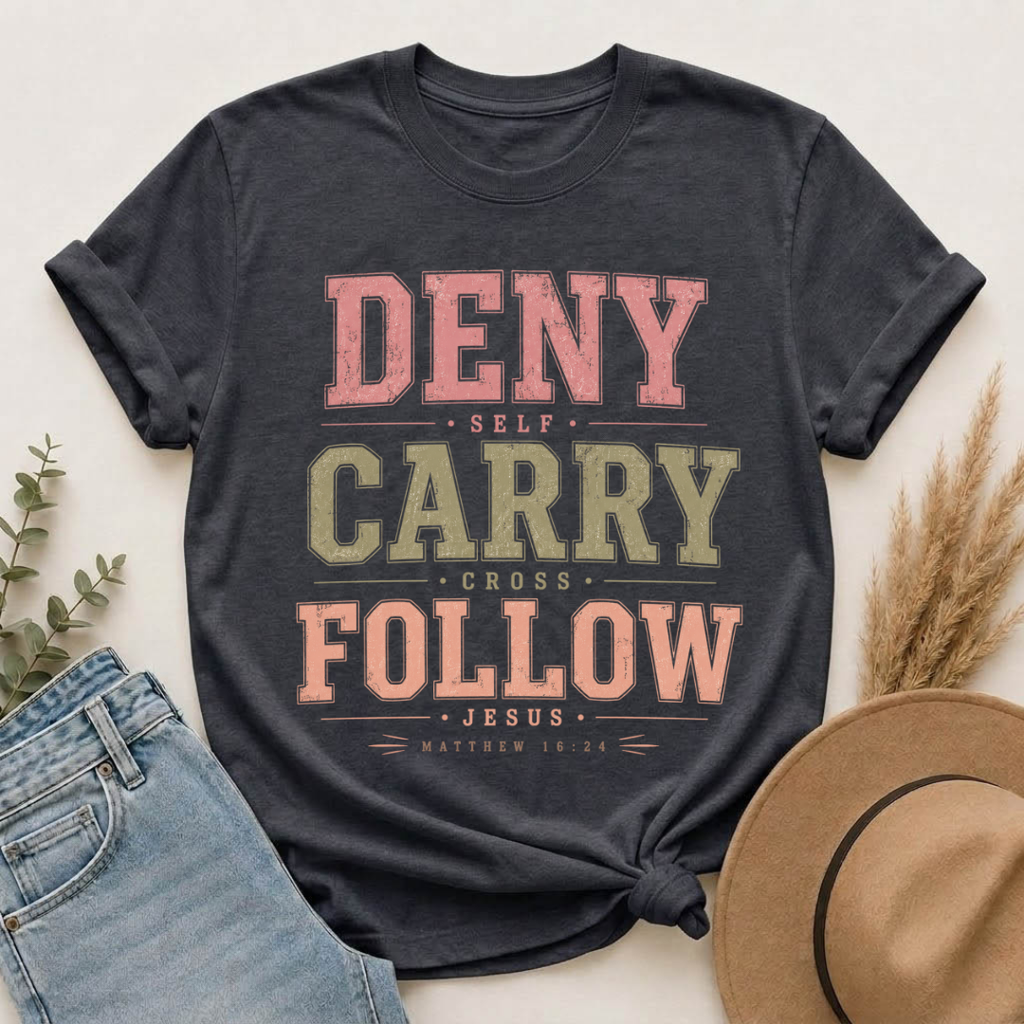 Deny Self, Carry Cross, Follow Jesus T-Shirt