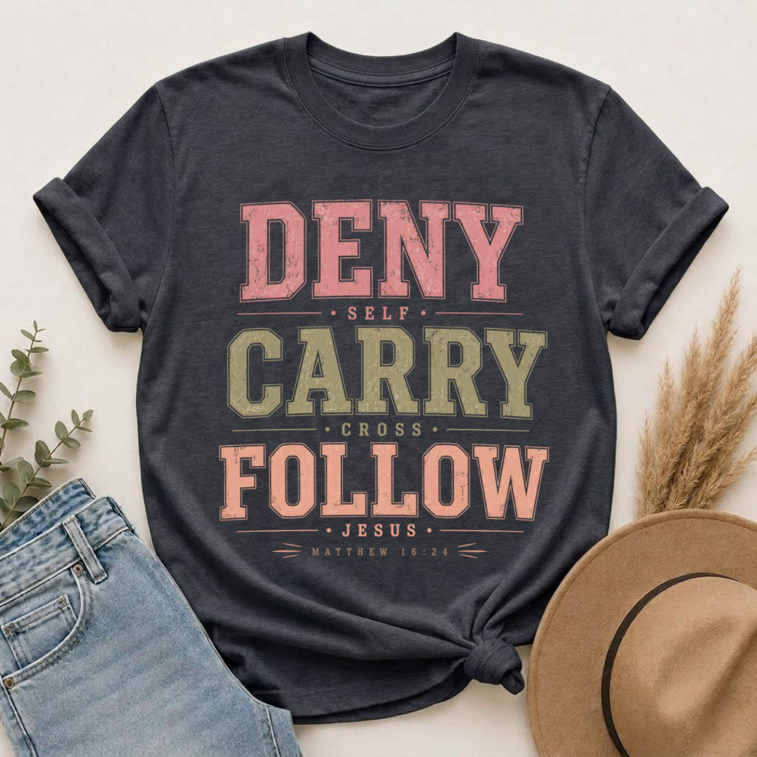 Deny Self, Carry Cross, Follow Jesus T-Shirt
