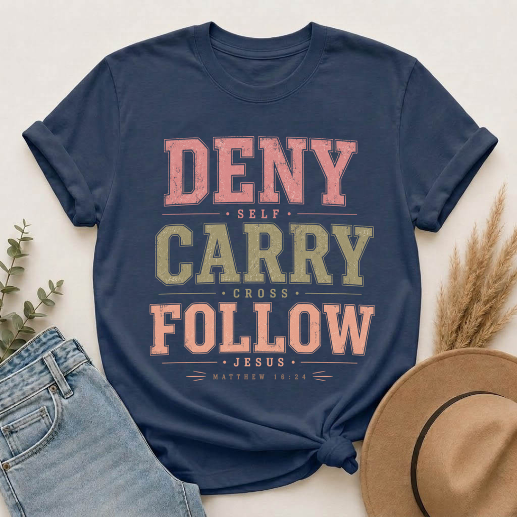 Deny Self, Carry Cross, Follow Jesus T-Shirt