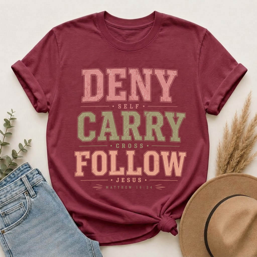 Deny Self, Carry Cross, Follow Jesus T-Shirt