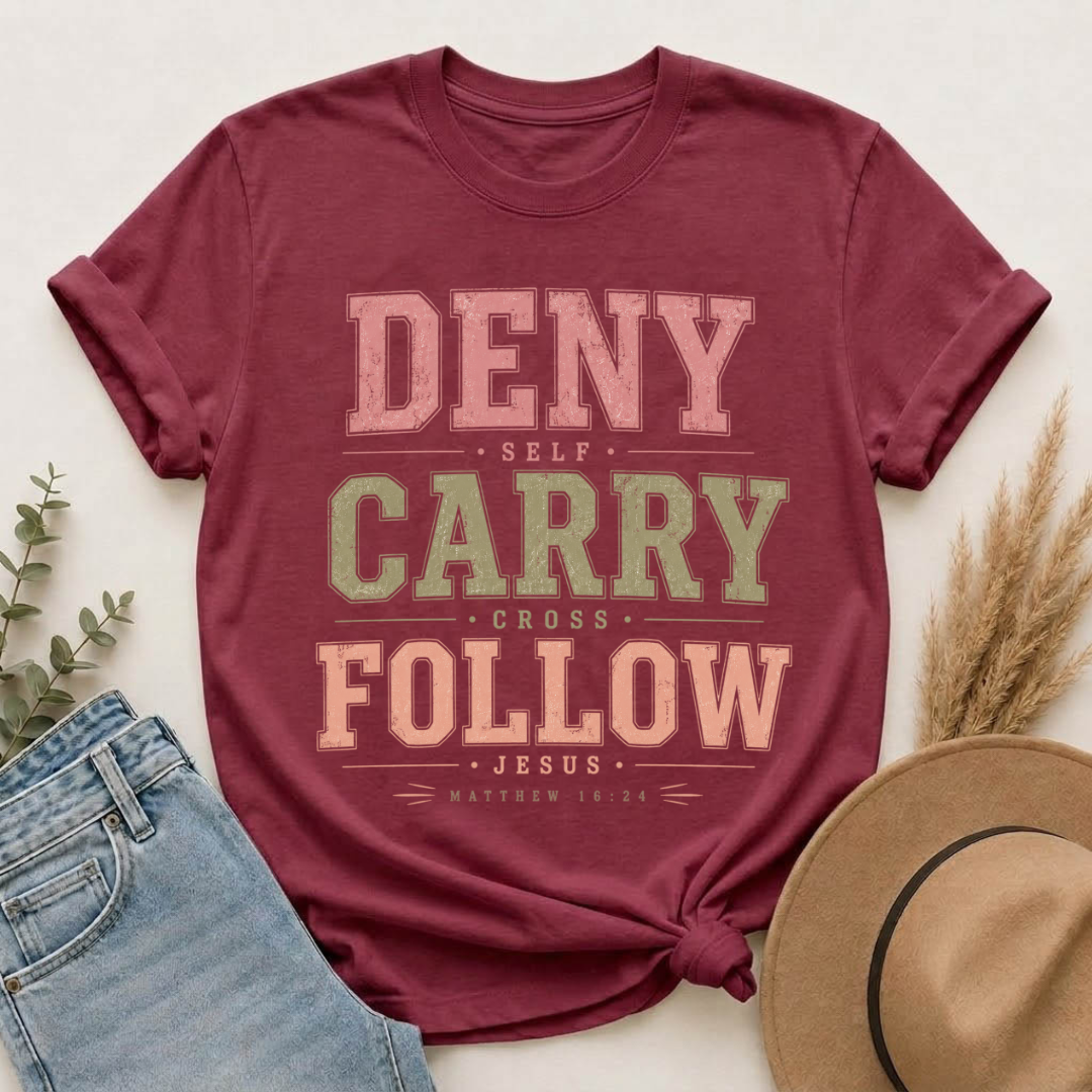 Deny Self, Carry Cross, Follow Jesus T-Shirt