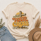 Take Up Your Cross T-Shirt — Christian Faith Vintage Cross Tee