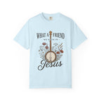Christian Banjo T-Shirt — “What a Friend We Have in Jesus” Floral Gospel Tee