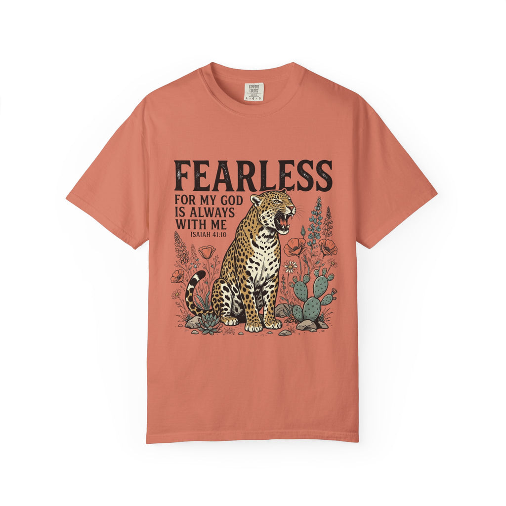 Fearless Leopard Christian T-Shirt — "For My God is Always With Me" Inspirational Tee