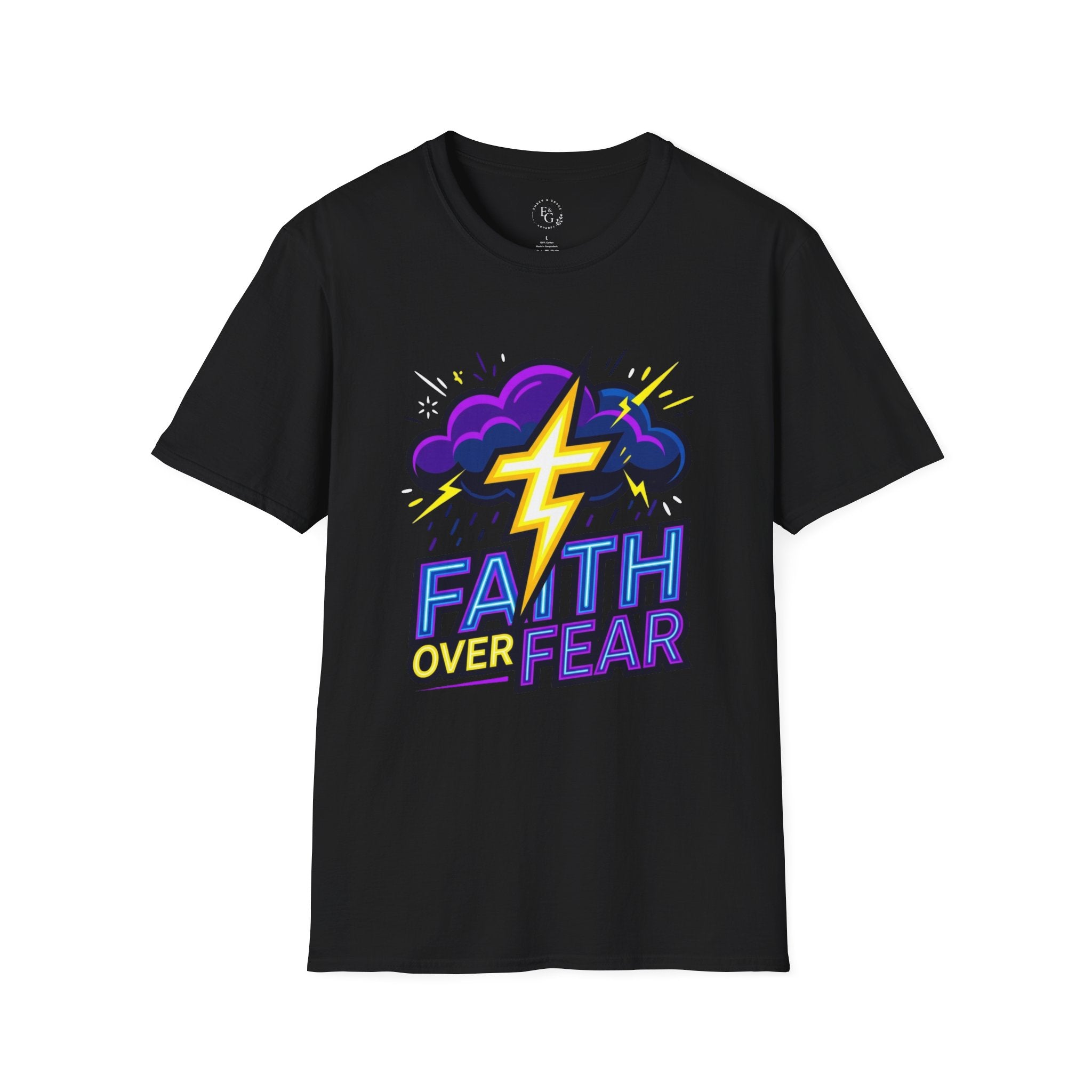 Faith Over Fear T‑Shirt — Bold Lightning Faith Graphic