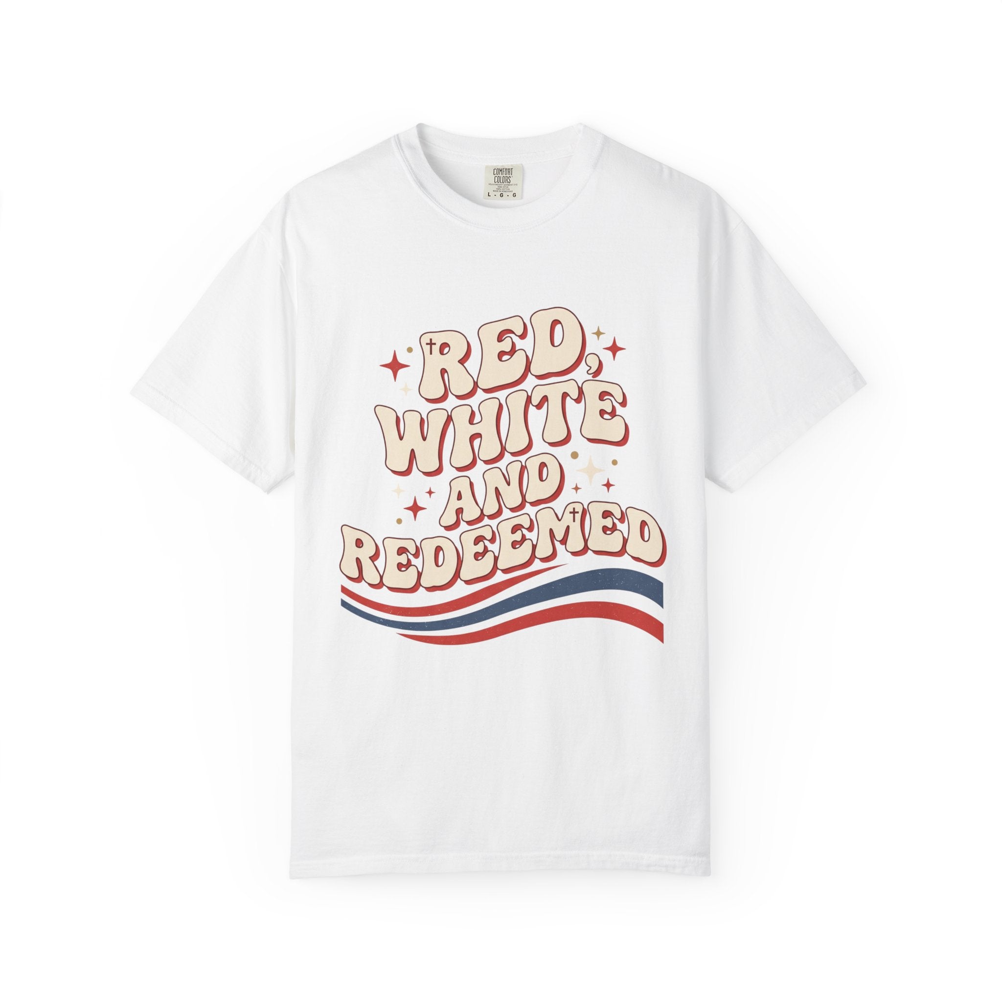 Red, White and Redeemed T-Shirt — Patriotic Christian Graphic Tee