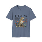 Fearless Leopard Christian T-Shirt — "Fearless for My God is Always With Me" (Isaiah 41:10)
