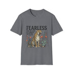 Fearless Leopard Christian T-Shirt — "Fearless for My God is Always With Me" (Isaiah 41:10)