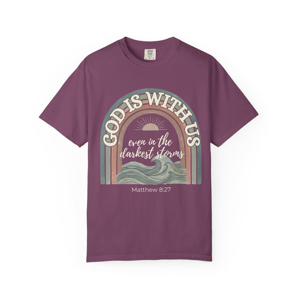 Christian ‘God Is With Us’ Rainbow T-Shirt — Faith-Based Inspirational Tee