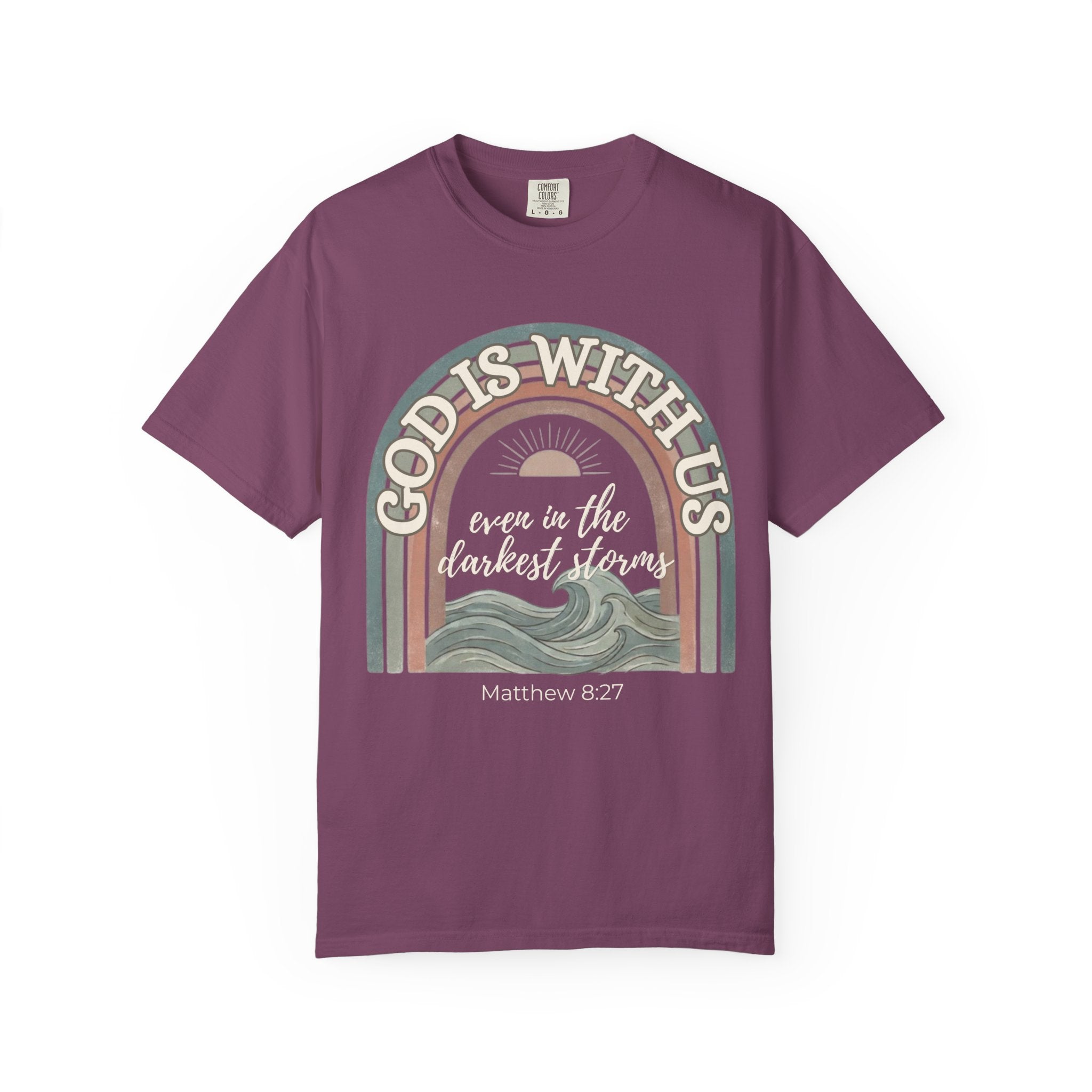 Christian ‘God Is With Us’ Rainbow T-Shirt — Faith-Based Inspirational Tee