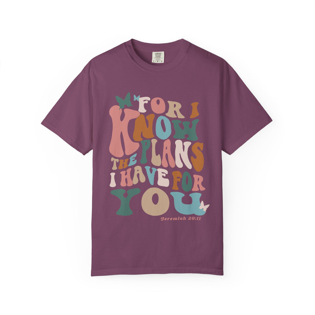 Scripture T‑Shirt — “For I Know the Plans I Have for You” Inspirational Tee