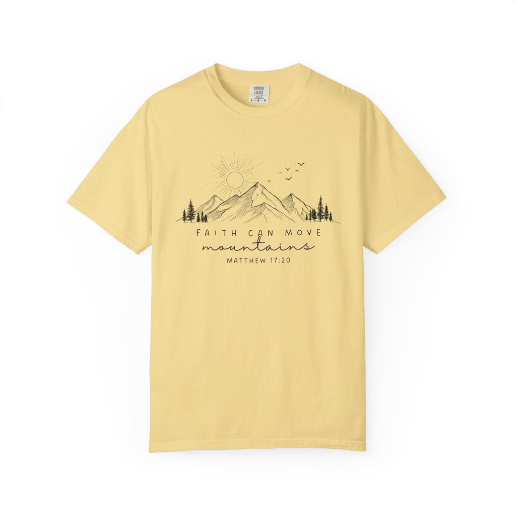Faith Can Move Mountains T-Shirt — Matthew 17:20 Mountain Graphic Tee