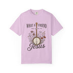 Christian Banjo T-Shirt — “What a Friend We Have in Jesus” Floral Gospel Tee