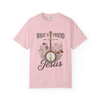 Christian Banjo T-Shirt — “What a Friend We Have in Jesus” Floral Gospel Tee
