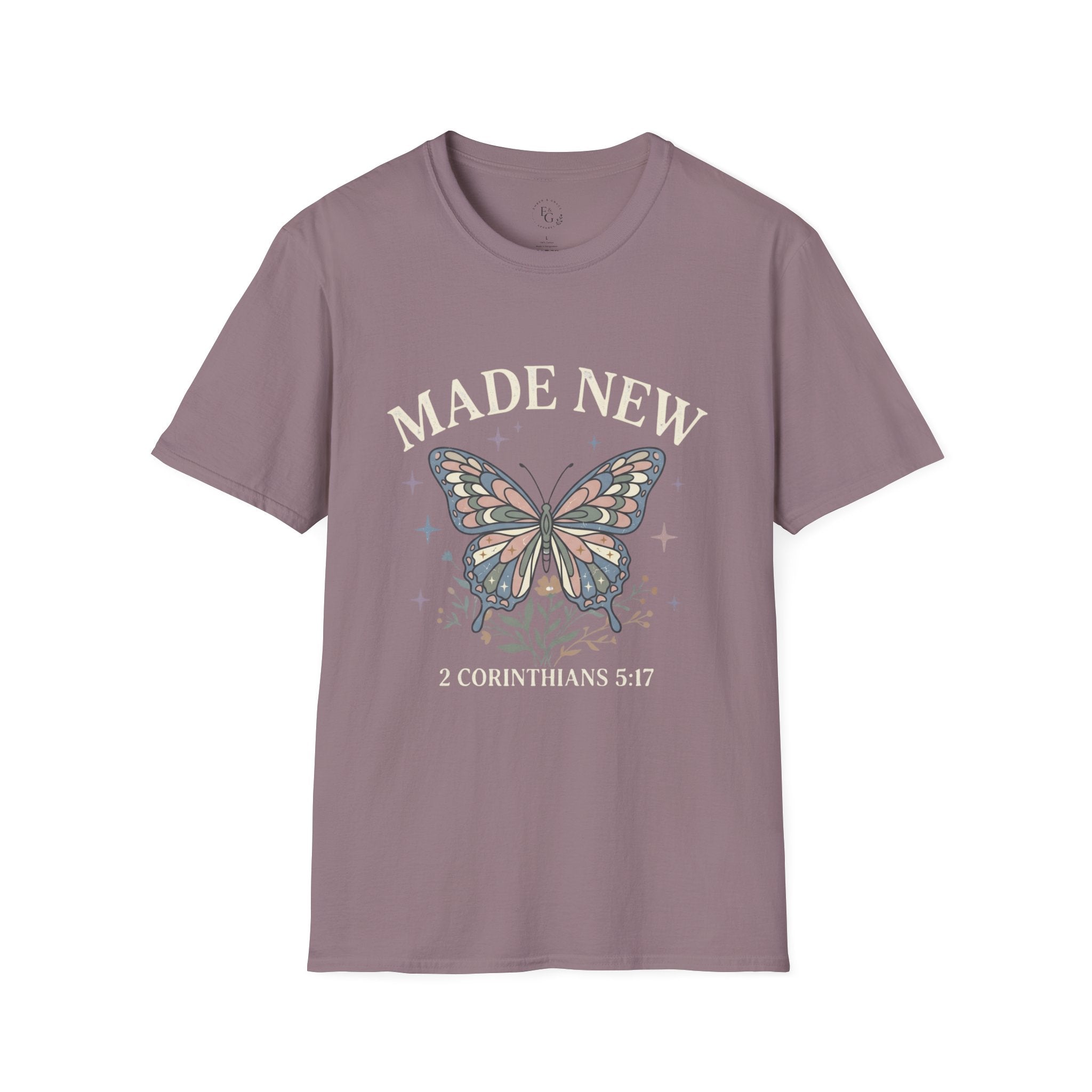 Made New Butterfly T-Shirt — 2 Corinthians 5:17 Christian Faith Tee